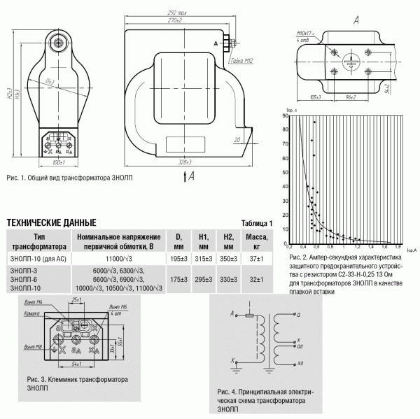 Трансформатор ЗНОЛП-10 10500/√3 100/√3 100/3 0,5 У3