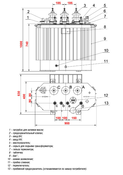 Трансформатор ТМГСУ 63/10/0,4 У/Ун У1
