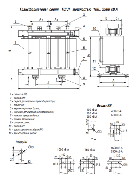 ТСГЛ 250/6,3/0,4 У/Ун-0 У3 трансформатор